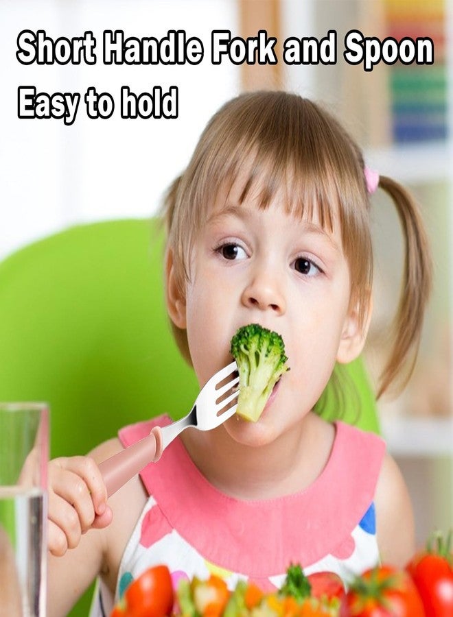 xlehoely 12 Pieces Toddler Utensils,Stainless Steel Baby Forks and Spoons Silverware Set,Kids Silverware Set Children's Cutlery Set with Round Handle,Toddler Flatware Fork Spoon Set,Dishwasher Safe - Image 4